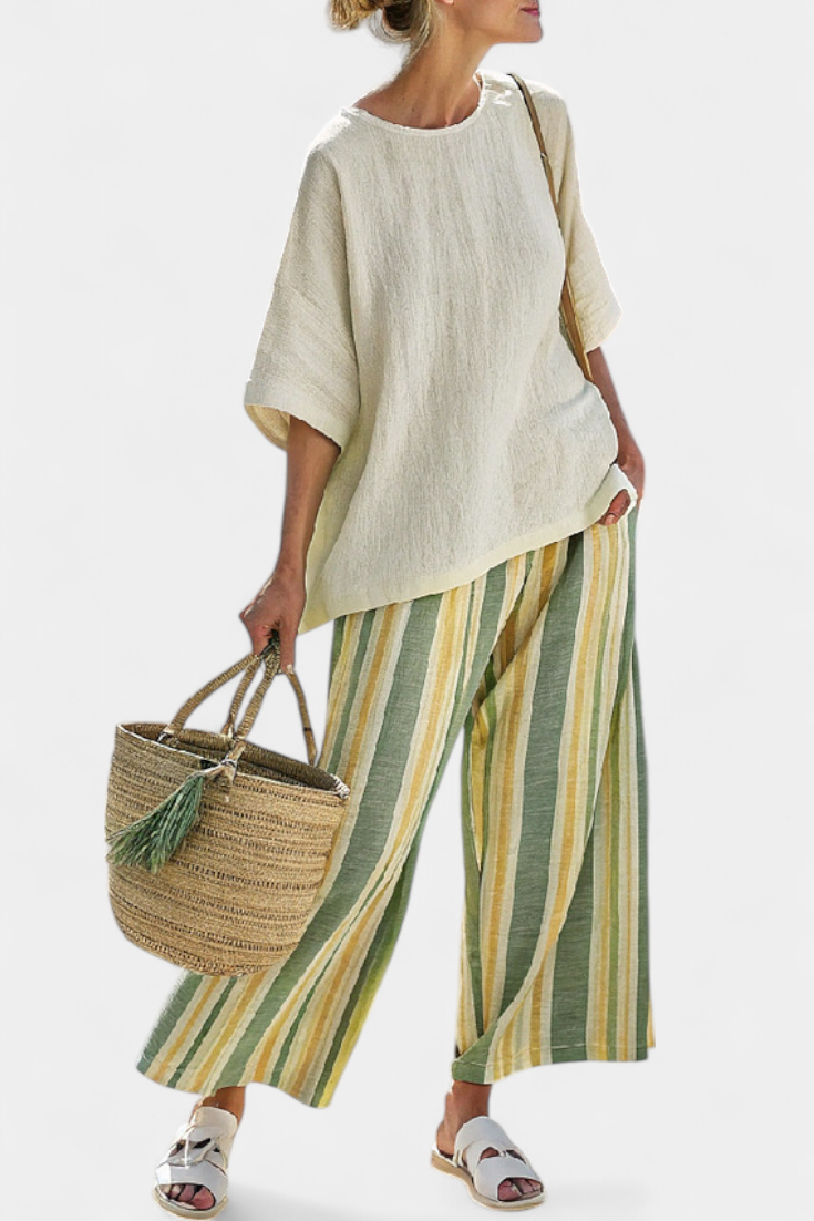 Ellowyn | Sophisticated Top & Striped Linen Pants – Gianna New York